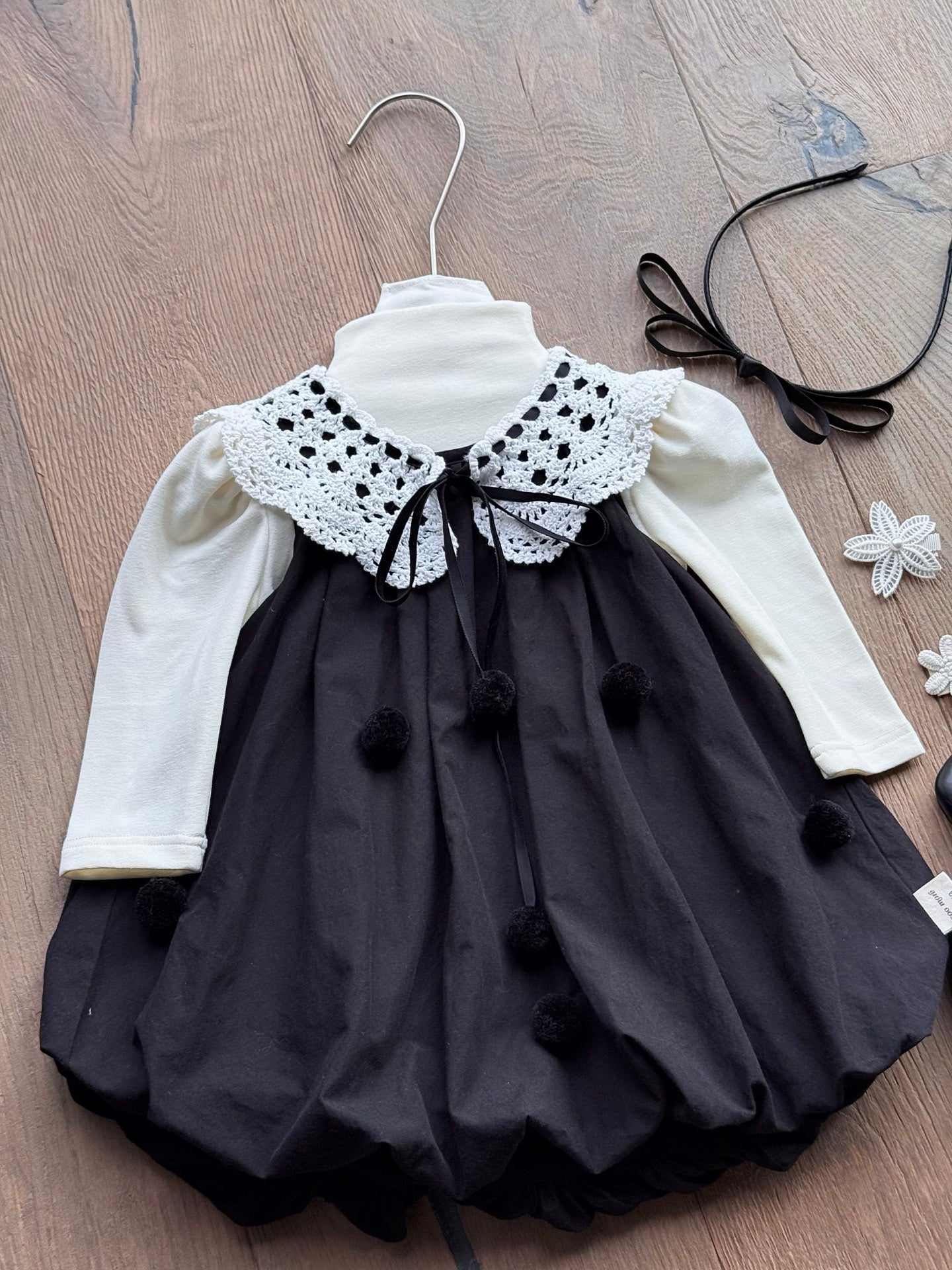 Black Crochet Bubble Dress