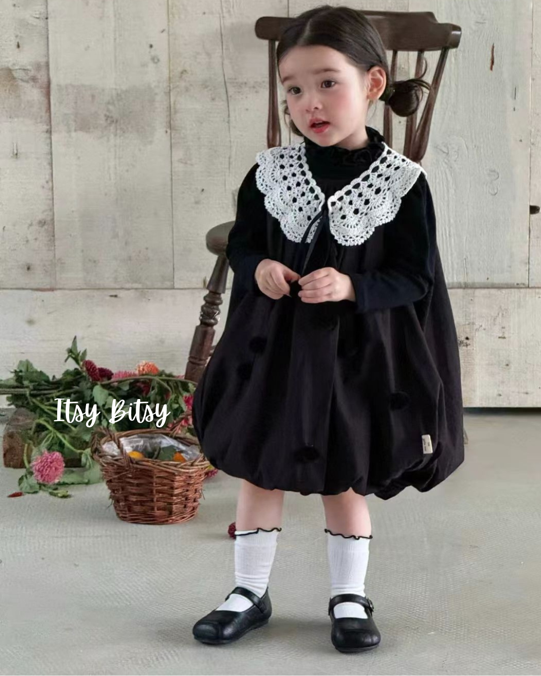 Black Crochet Bubble Dress