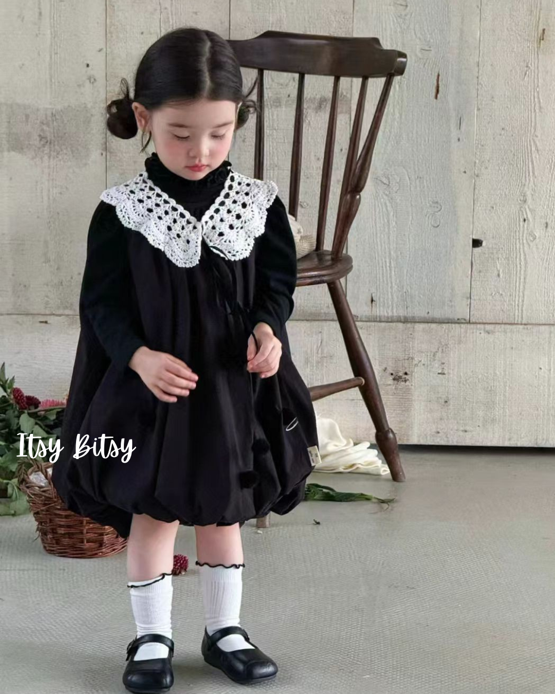 Black Crochet Bubble Dress