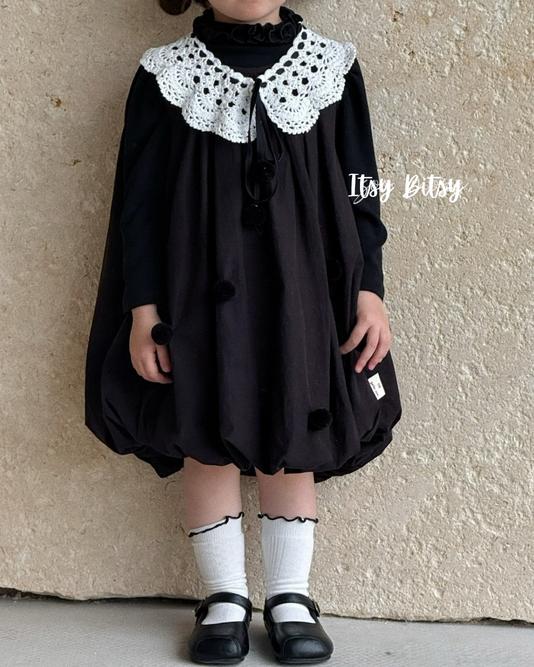 Black Crochet Bubble Dress