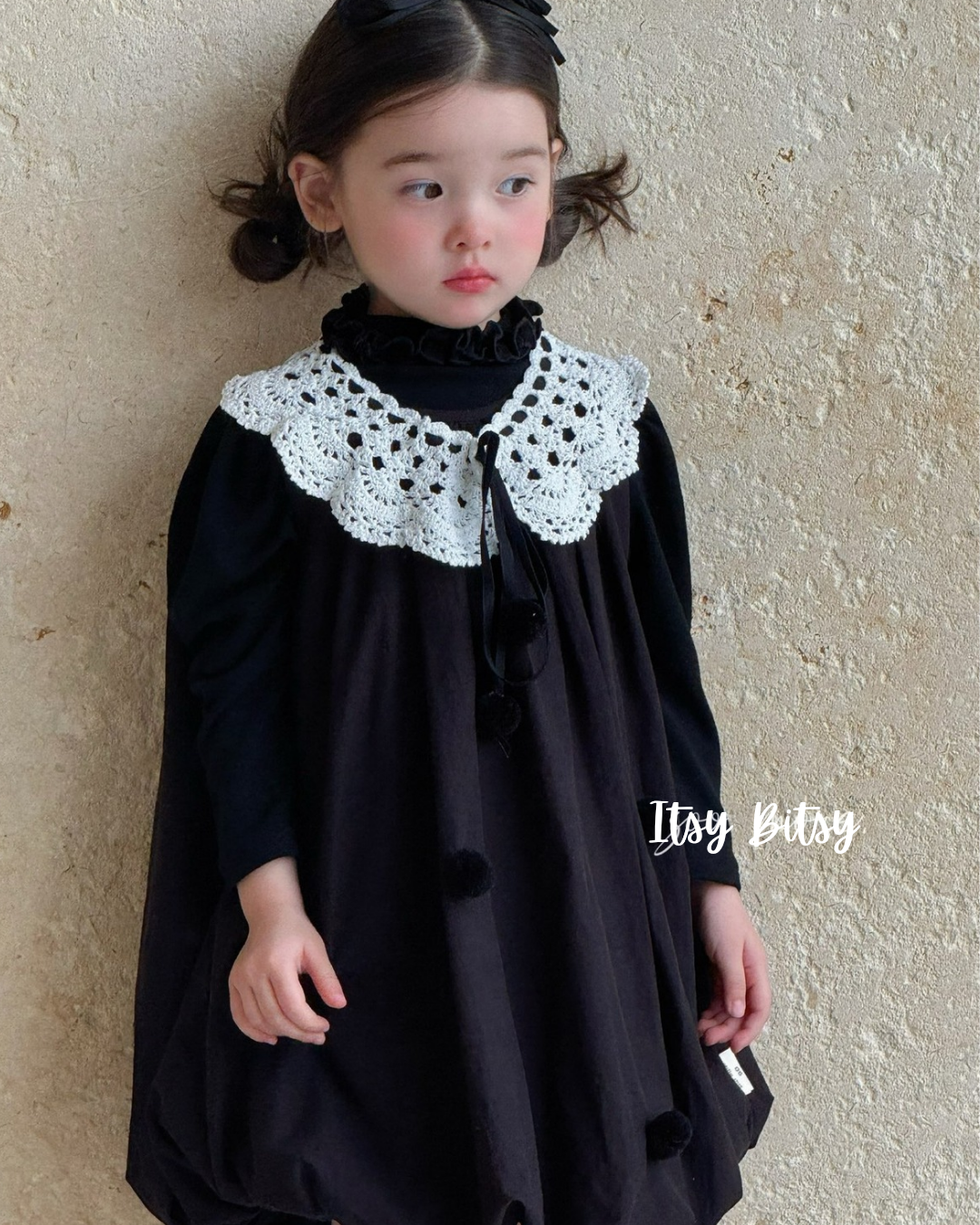Black Crochet Bubble Dress