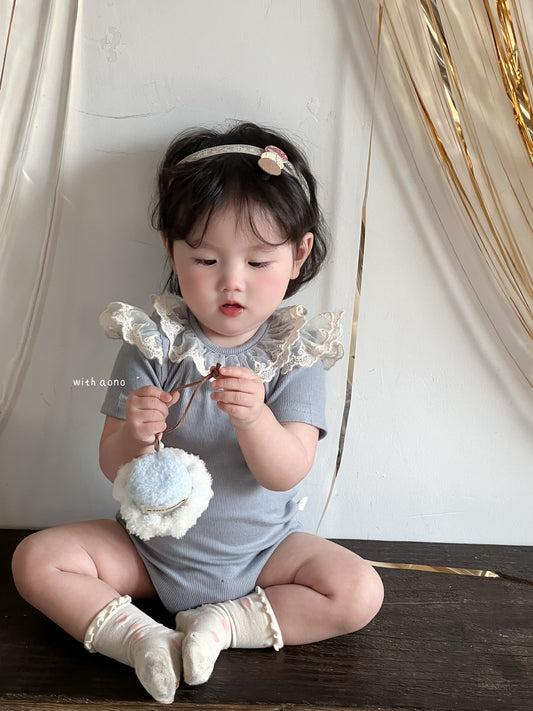 Vintage Lace Flutter Romper (Blue)