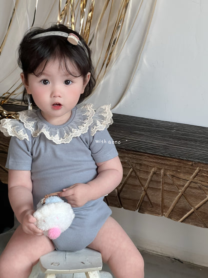 Vintage Lace Flutter Romper (Blue)