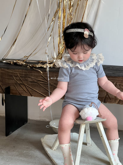 Vintage Lace Flutter Romper (Blue)