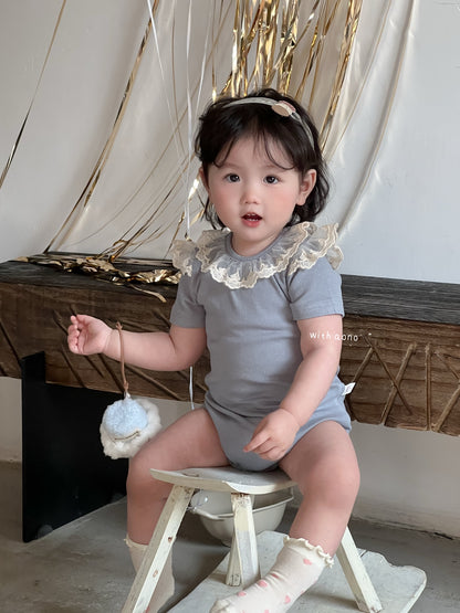 Vintage Lace Flutter Romper (Blue)