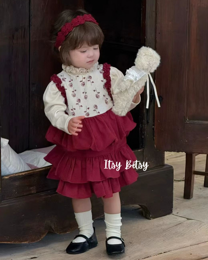 Red Blooming Two-Piece Set