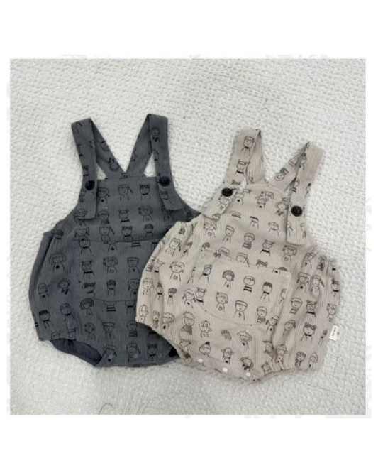 Dungaree with Children Print (Grey)