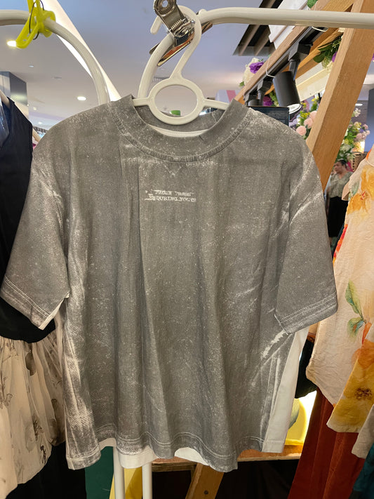 Dark Grey Dyed Print Tee