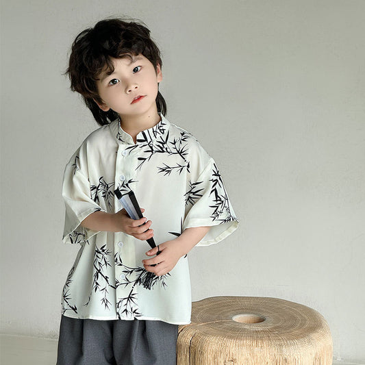 Minimalist Bamboo Print Shirt (Short Sleeve)